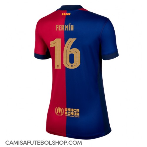 Camisa de time de futebol Barcelona Fermin Lopez #16 Replicas 1º Equipamento Feminina 2024-25 Manga Curta